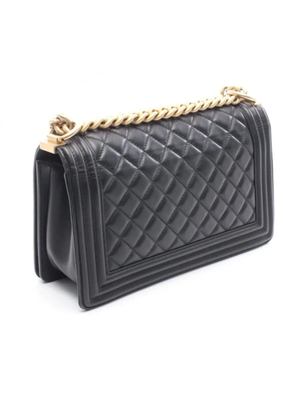 Chanel Shoulder Bag Boy Black Lambskin Boy Chain